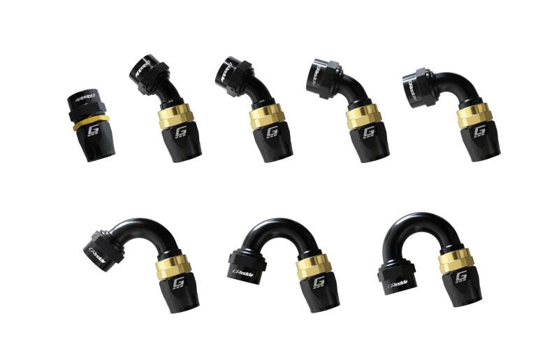 GReddy AN06 180 DEGREE HOSE END SWIVEL BLACK/GOLD ANODIZED
