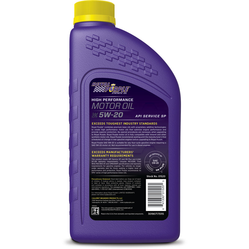 Royal Purple Premium Synthetic High Performance Multi-Grade 5W20 Motor Oil - 1 Quart