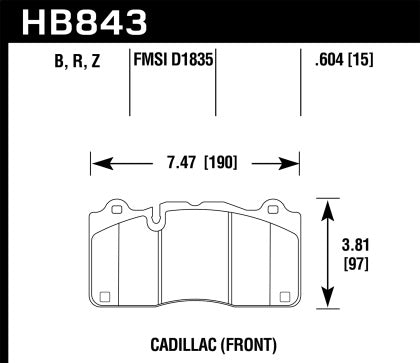 Hawk HPS 5.0 Front Brake Pads for Select 16+ Cadillac CTSV,  17+ Camaro ZL1/1LE Brembo Applications - HB843B.604