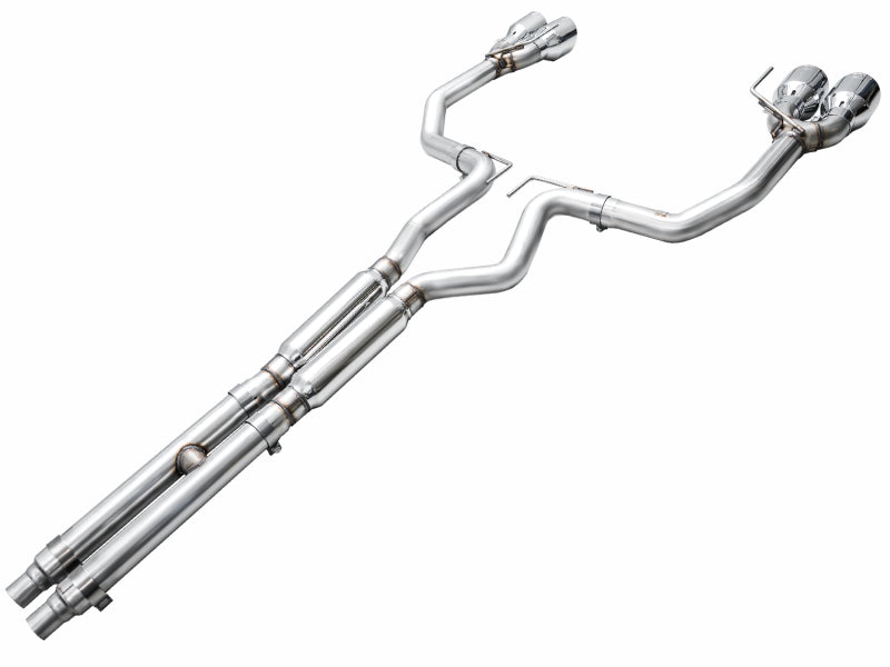 AWE 2024 Ford Mustang Dark Horse S650 RWD Track Edition Cat-Back Exhaust w/ Quad Chrome Silver Tips