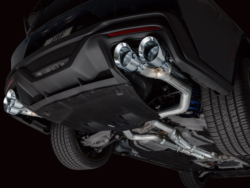 AWE 2024 Ford Mustang Dark Horse S650 RWD Track Edition Cat-Back Exhaust w/ Quad Chrome Silver Tips