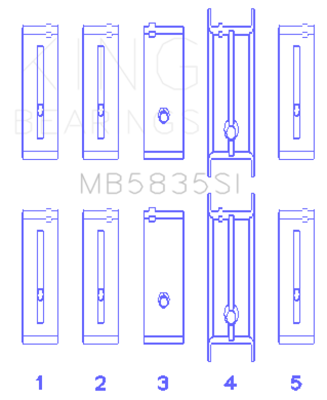 King Engine Bearings Chevrolet 121Ci/Ln2 134Ci +.002 (Size +0.50mm) Main Bearing Set