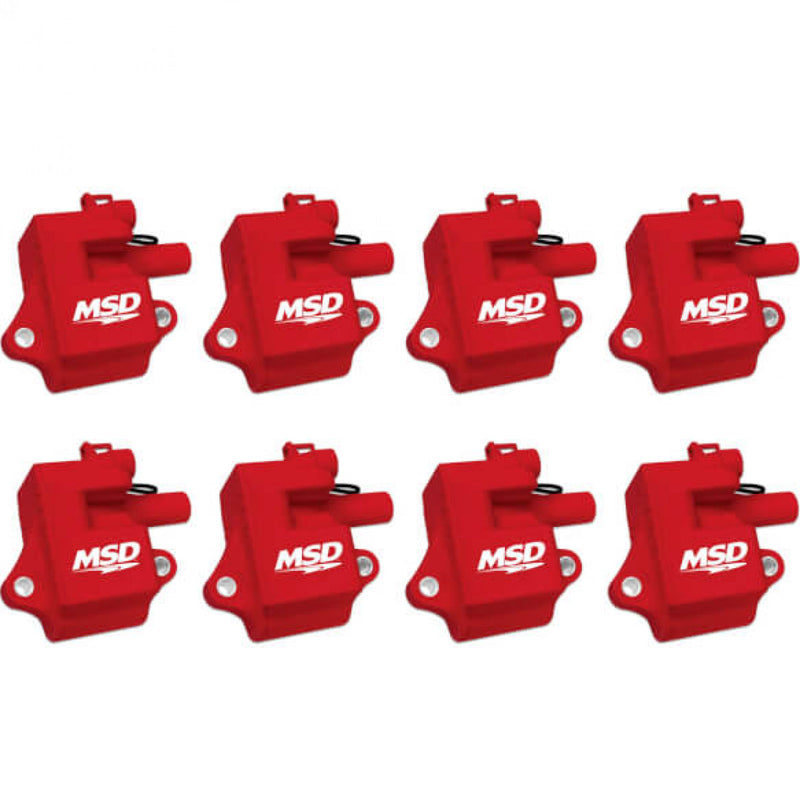 MSD Ignition Coil - Pro Power Series - GM LS1/LS6 Engines - Red - 8-Pack