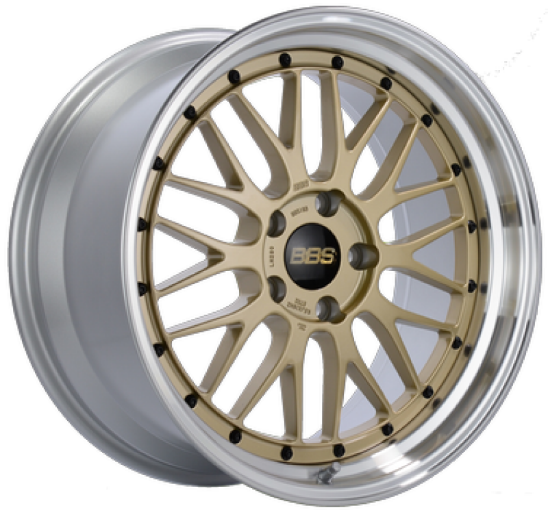 BBS LM 18x8 5x114.3 ET40 Gold Center Diamond Cut Lip Wheel - 82mm PFS/Clip Required