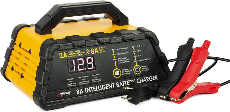 Wagan EL7406 8A Intelligent Battery Charger 6V and 12V Battery Maintainer Fully Automatic Smart Charger