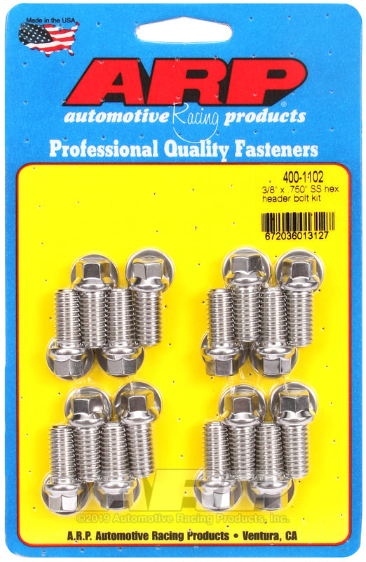 ARP Chevrolet / Ford 3/8in x .750 SS Hex Header Bolt Kit