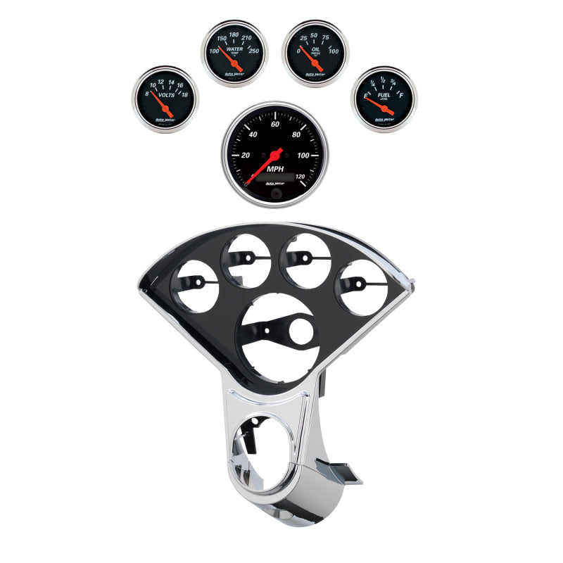 Autometer Designer Black Direct Fit Dash Kit 55-59 Chevy Truck (1 x 3-3/8in. / 4 x 2-1/16in.)