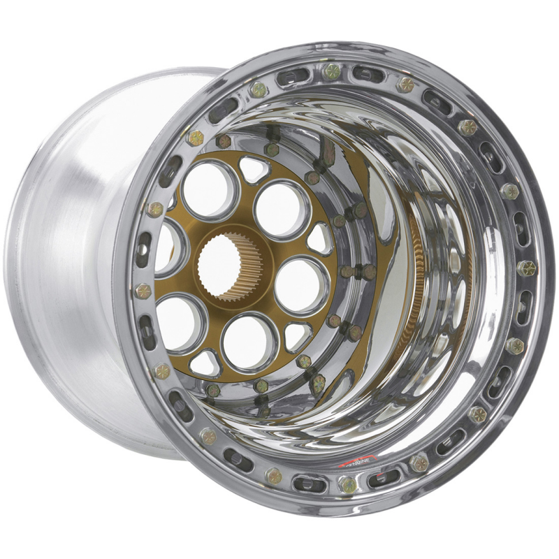 Weld Magnum Sprint 15x15 / 42-Spline / 7 BS - Gold Center - Polished Shell - Polished IBL Wheel