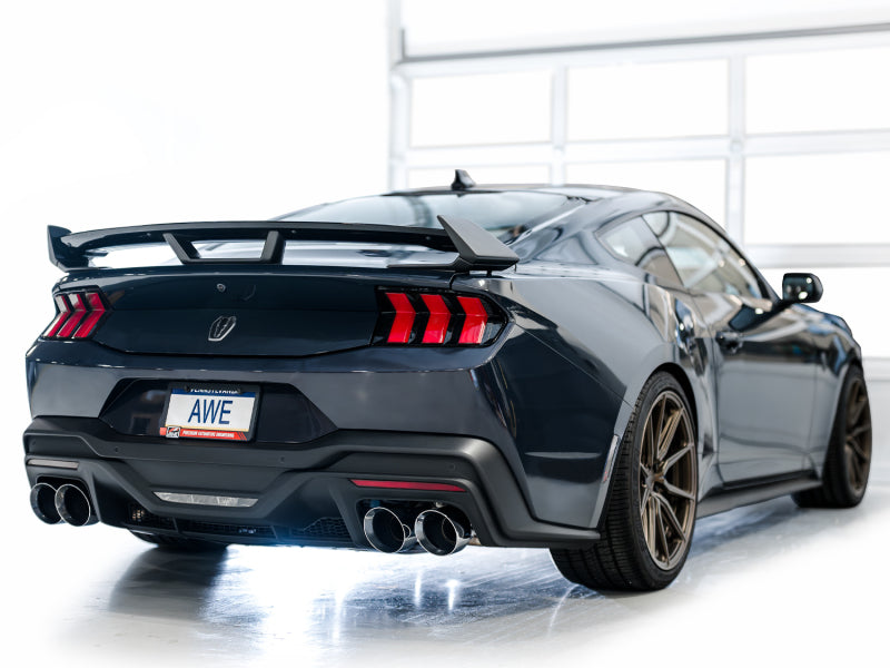 AWE 2024 Ford Mustang Dark Horse S650 RWD Track Edition Cat-Back Exhaust w/ Quad Chrome Silver Tips