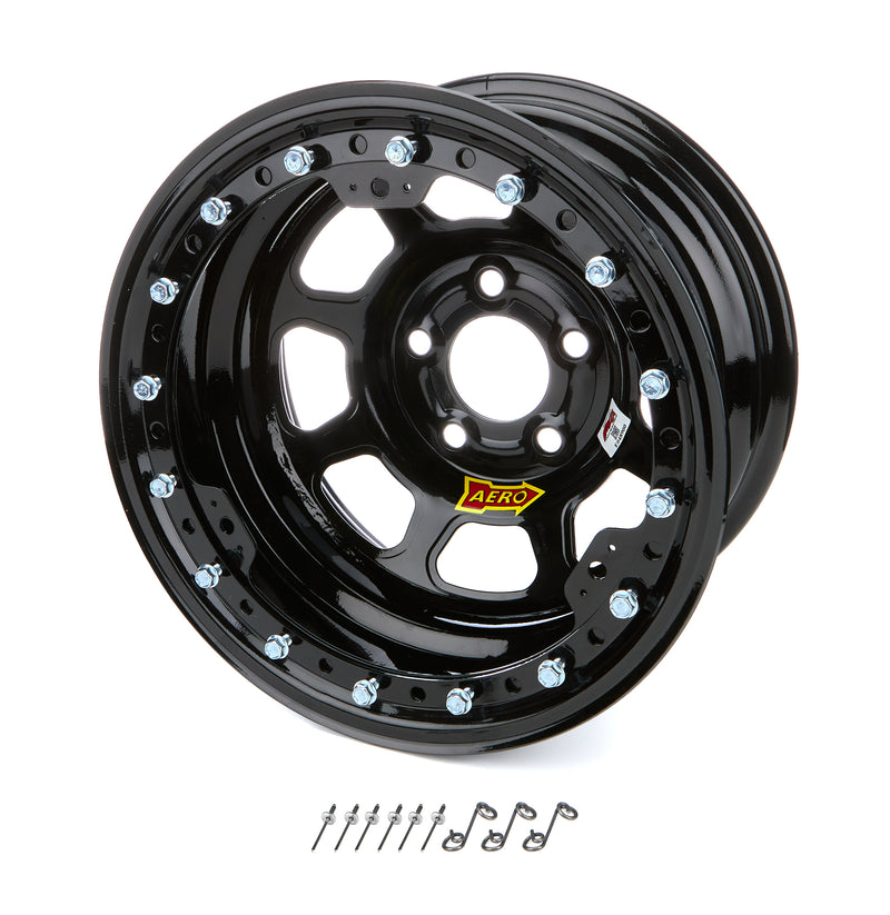 Aero Race Wheels Wheel 15x8 1in B/S Black w/ Black Ring