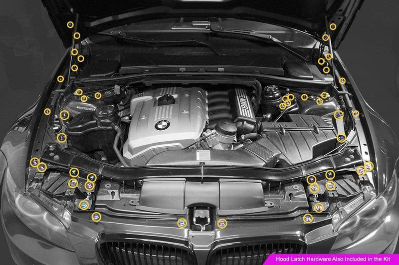 BMW 328i (2006-2013) Titanium Dress Up Bolts Engine Bay Kit