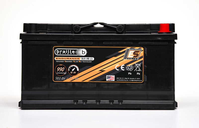 Braille Auto Battery 49-H8-L5 Endurance AGM Battery 990 CCA