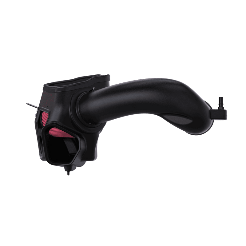 Front view of the JLT CAI-75-5205 intake tube and airbox with red filter for the CT5-V Blackwing