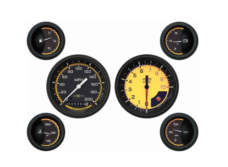 Classic Instruments Auto Cross 6 Gauge Set Yellow