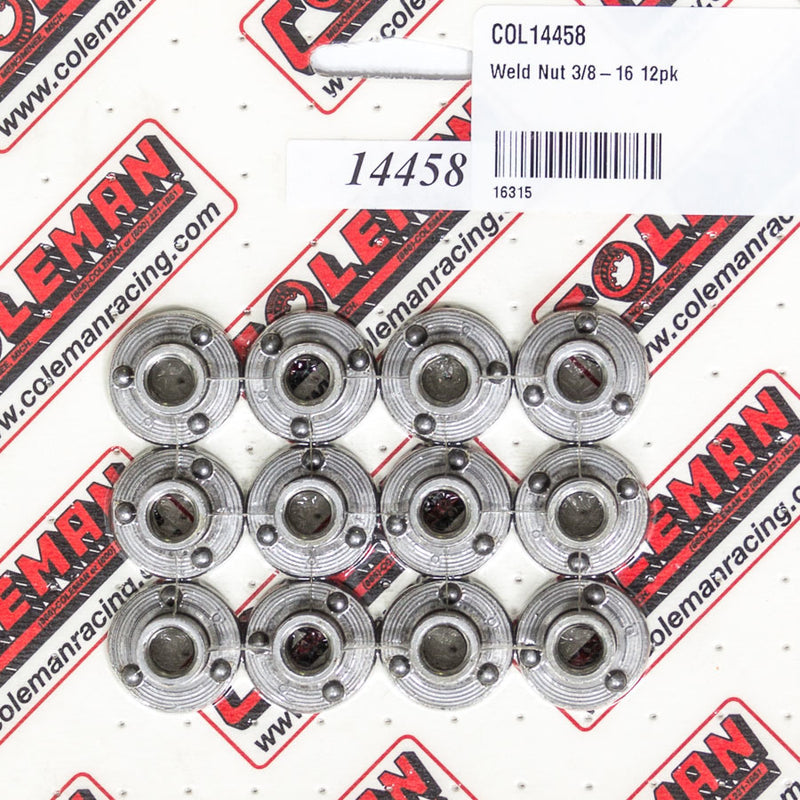 Coleman Racing Products Weld Nut 3/8-16 12pk