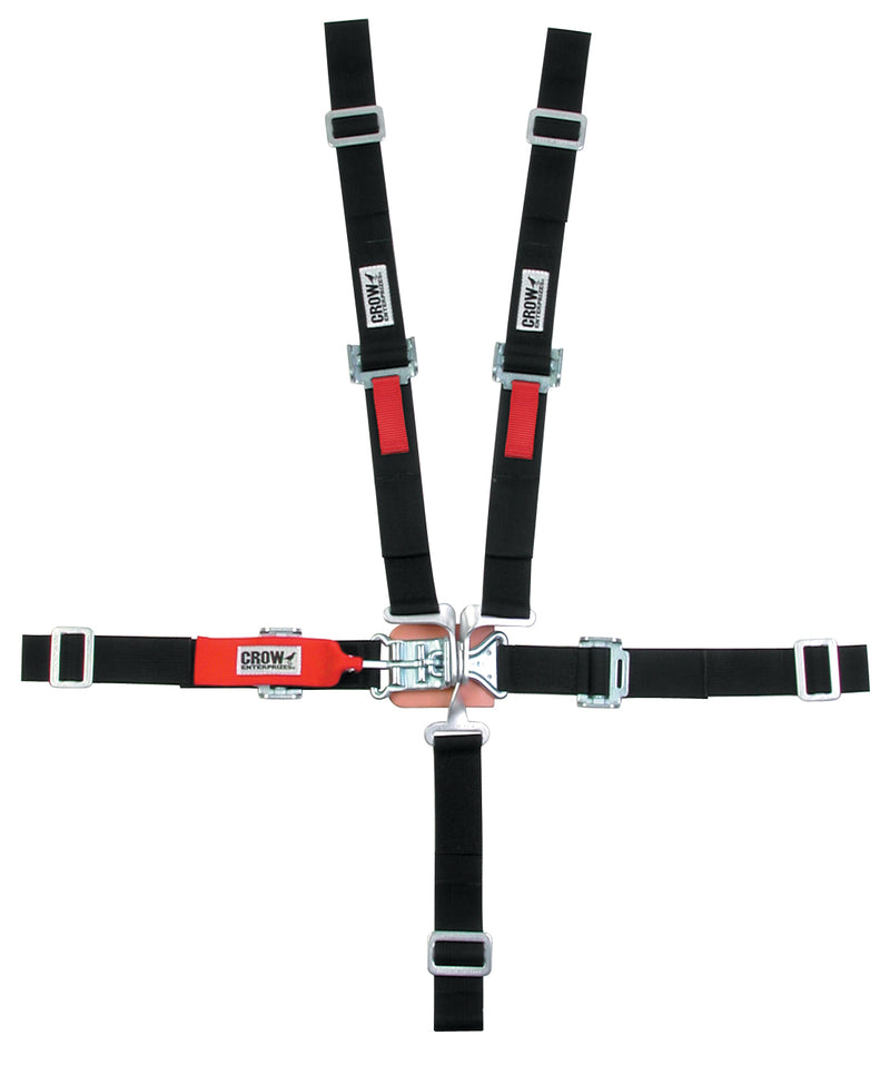 Crow Safety Gear 5 Point L&L 2in Lap Belt Pull Down Black SFI16.2