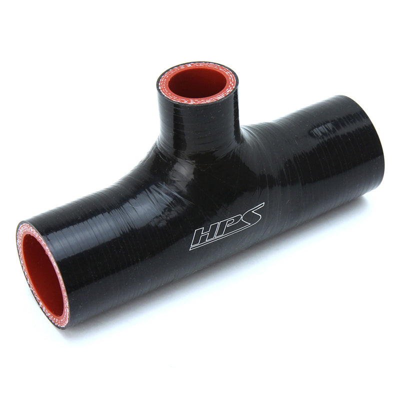 HPS 2.25" ID , 1" ID branch Black Silicone Coupler Blow Off Valve T Hose Tee