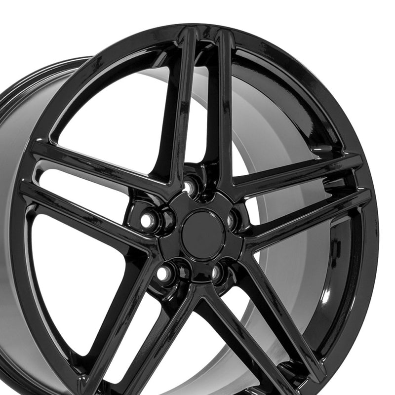 19" Replica Wheel CV07B Fits Chevrolet Corvette - C6 Z06 Rim 19x10 Black Wheel