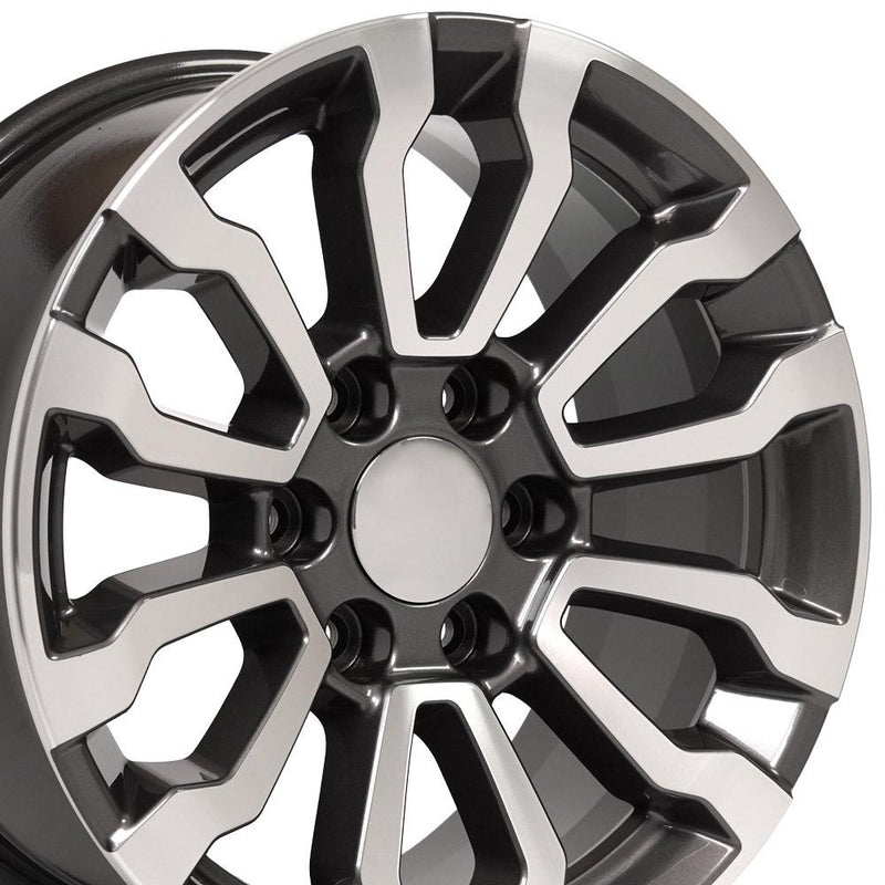 18" Replica Wheel CV35 Fits GMC Sierra Rim 18x8.5 Gunmetal Machined Wheel