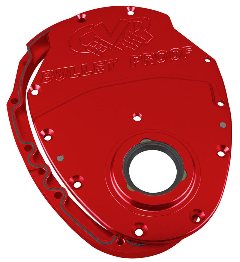 Cvr Performance SBC Billet Timing Cover 2-Piece Red