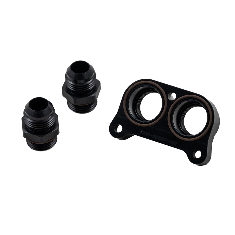Billet coolant manifold and ORB fittings for Magnuson 2650
