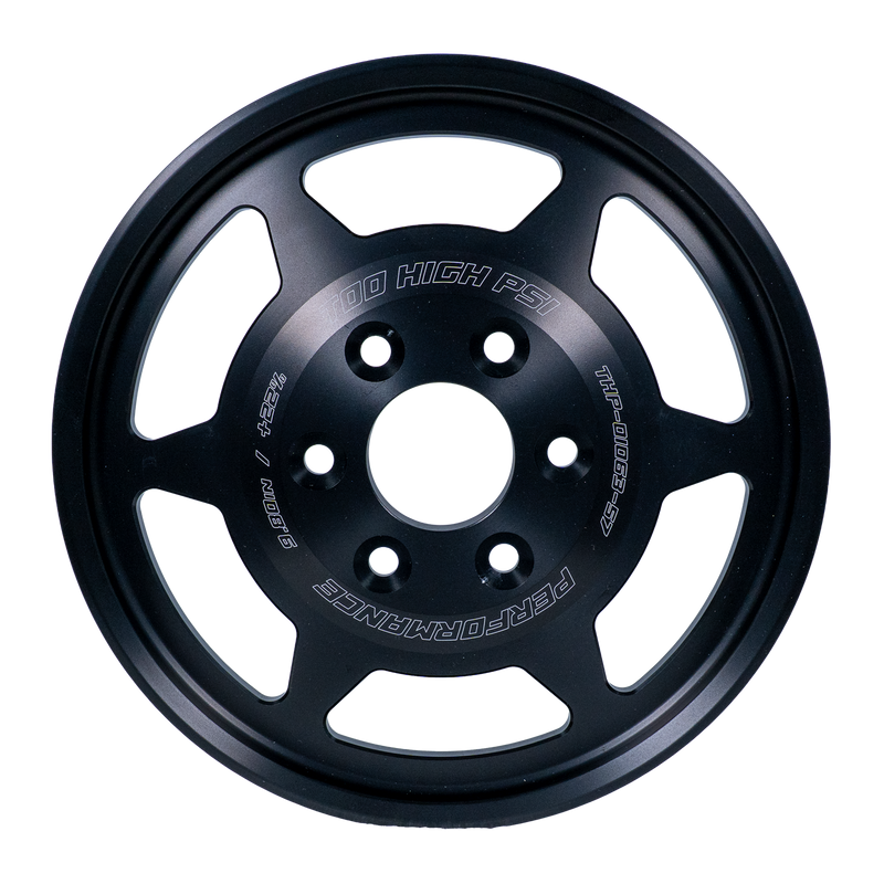 C7 Corvette 22 percent hard anodized crank pulley detail