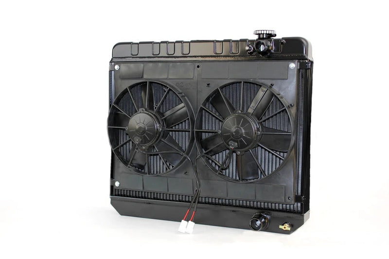 Dewitts Radiator Radiator w/Fans Nova 62-67 LS Man Trans Blk