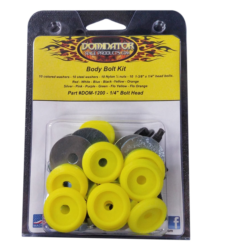 Dominator Race Products Body Bolt Kit Flou Yellow Hex Head