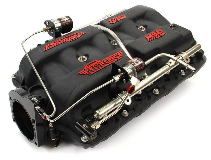 Nitrous Outlet GM 102mm MSD LS1/LS2/LS6 Atomic AirForce Intake Hard-line Plate System - Aftermarket Fuel Rails/2006-2019 Corvette Requires K-Tech Idler Pulley Kit - Gas/E85 (5-55psi)(50-200HP)(No Bottle)
