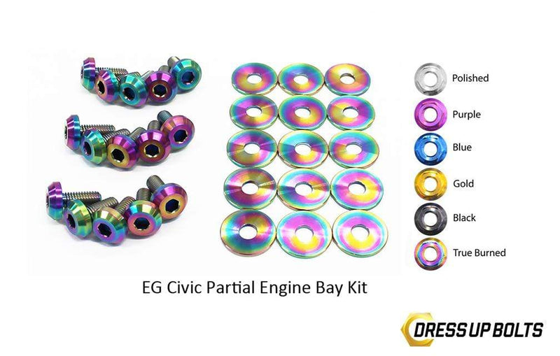 Honda Civic EG (1992-1995) Titanium Dress Up Bolts Partial Engine Bay Kit