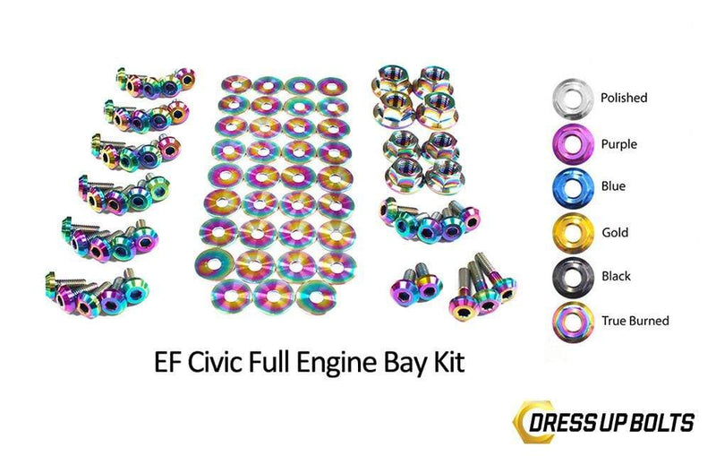 Dress Up Bolts Stage 2 Titanium Hardware Engine Bay Kit - Honda Civic EF (1988-1991)