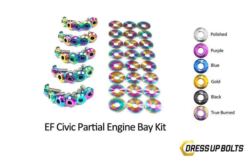 Dress Up Bolts Stage 1 Titanium Hardware Engine Bay Kit - Honda Civic EF (1988-1991)