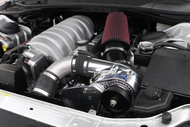 ProCharger Dodge Challenger 6.1L installation with optional polished components; vehicle and engine not included