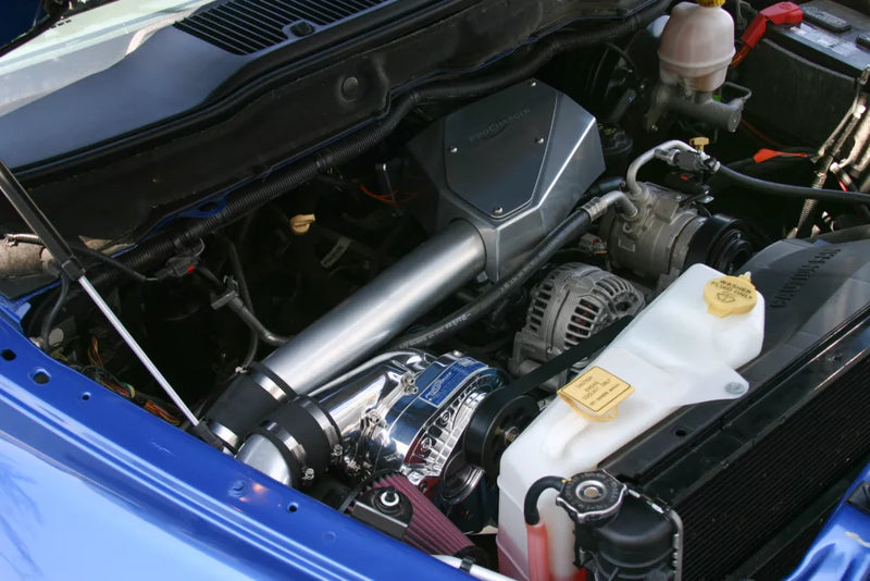 Manufacturer 2004-2008 RAM 5.7L HEMI ProCharger installation reference with polished supercharger; selected equipment and finishes may differ.