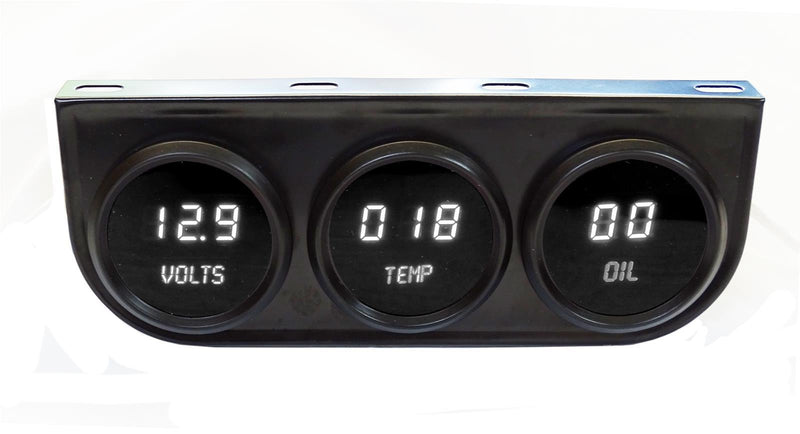 2-1/16 LED Digital Panel 3-Gauge  - Black Finish