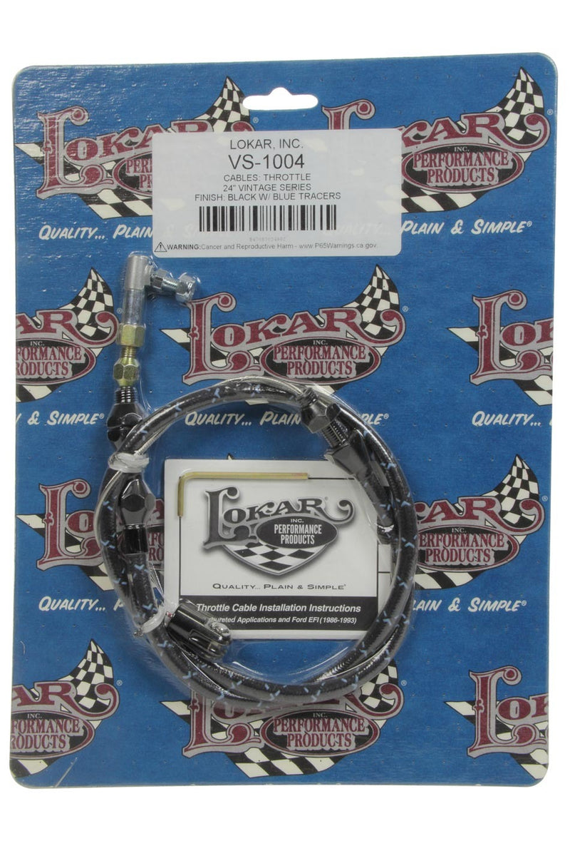 VS Throttle Cable Black Black Wrap w/ Blue Trace