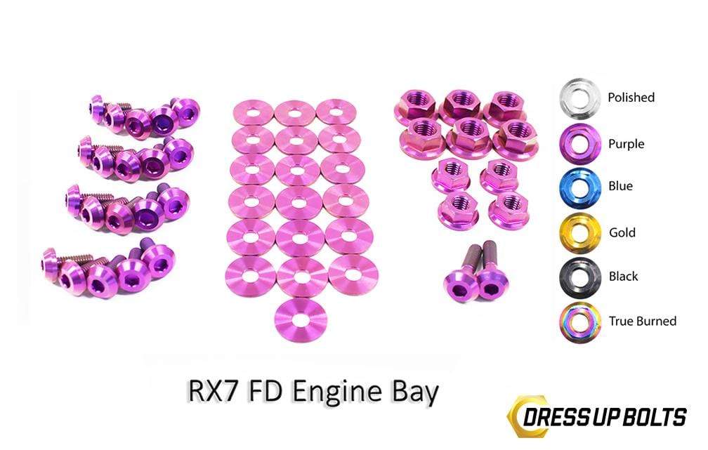 Mazda RX-7 FD/FD3S (1992-2002) Titanium Dress Up Bolts Engine Bay Kit