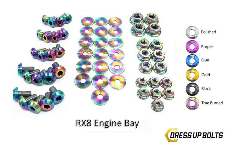 Mazda RX-8 FE (2003-2012) Titanium Dress Up Bolts Engine Bay Kit