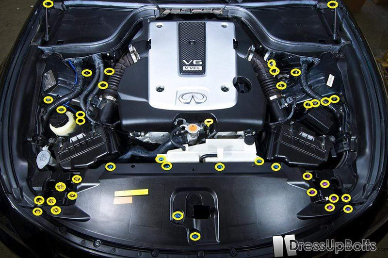 Infiniti G37 Coupe and Sedan (2008-2013) Titanium Dress Up Bolts Engine Bay Kit