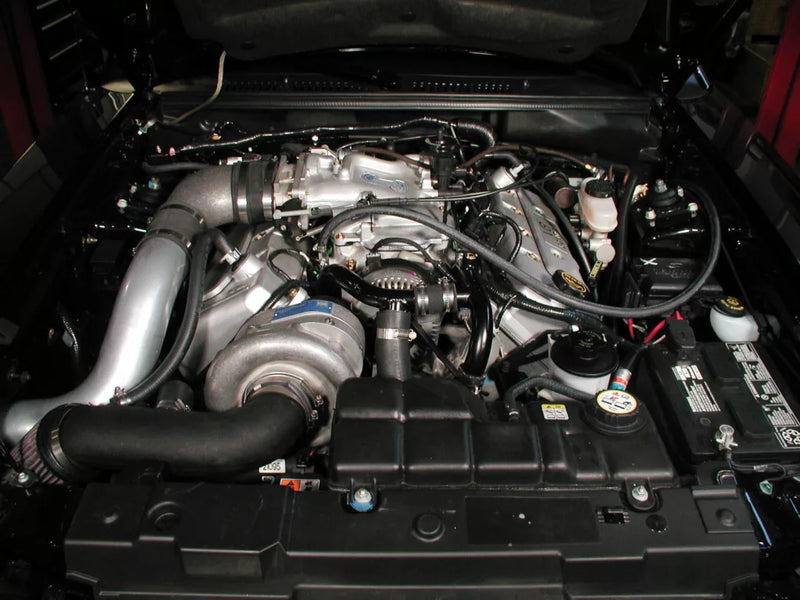 ProCharger 1999 & 2001 Mustang Cobra installation reference; selected hardware and finish may differ