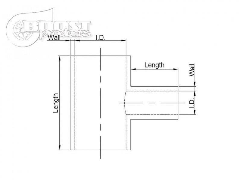 BOOST Products Silicone T-piece Adapter 2-1/2" ID / 1" Branch ID / Black