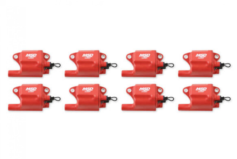 MSD Ignition Coil - Pro Power Series - GM LS2/LS7 Engines - Red - 8-Pack