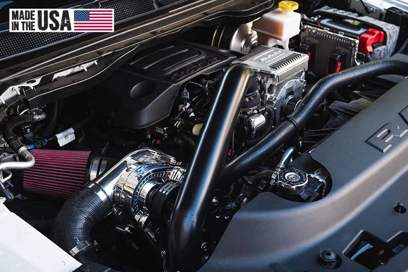 ProCharger RAM 1500 5.7L eTorque installation reference; shown finishes and equipment may differ from the selected complete system or tuner kit.