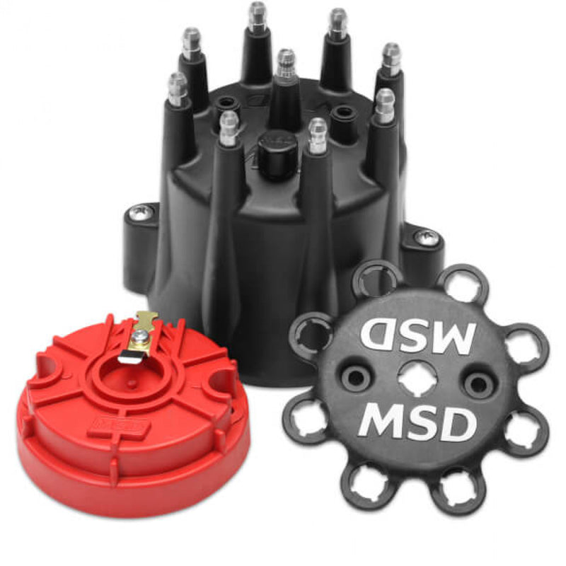 Black Chevy V8 HEI Distributor Cap and Rotor