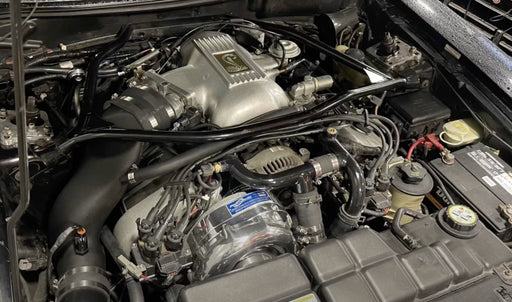 ProCharger 1996-1998 Mustang Cobra installation reference; selected hardware and finish may differ