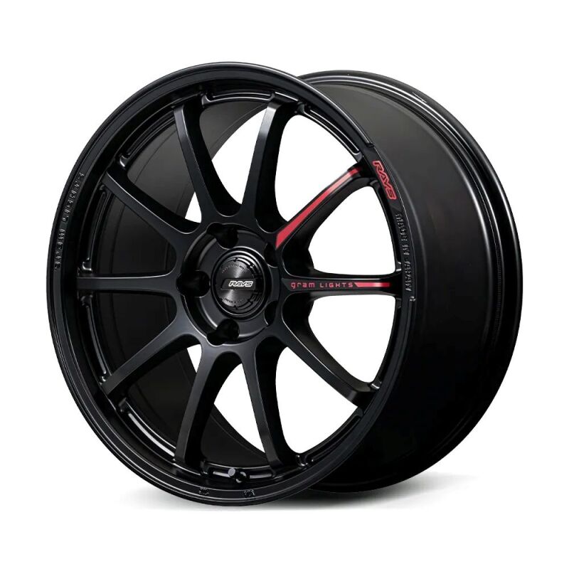 Gram Lights 57NR LIMITED II 18x9.5 +22 5-114.3 Semigloss Black Wheel w/ Black Cap/Stickers/Air Valve