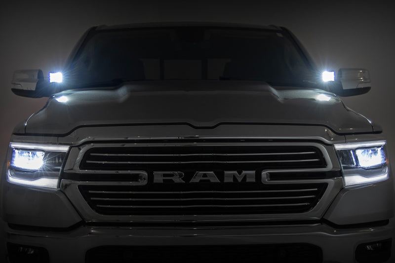 LED Light Kit | Ditch Mount | 2" Black Pair | Flood | Ram 1500 2WD/4WD (19-26)