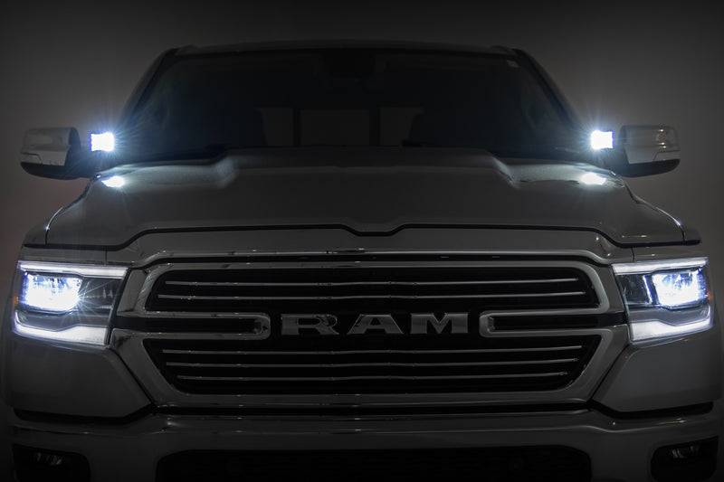 LED Light Kit | Ditch Mount | 2" Black Pair | White DRL | Ram 1500 (19-26)
