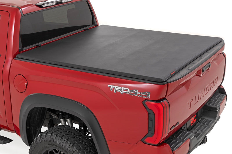Soft Tri-Fold Bed Cover | 5'7" Bed | with and w/o OE Rail | Toyota Tundra (22-25)