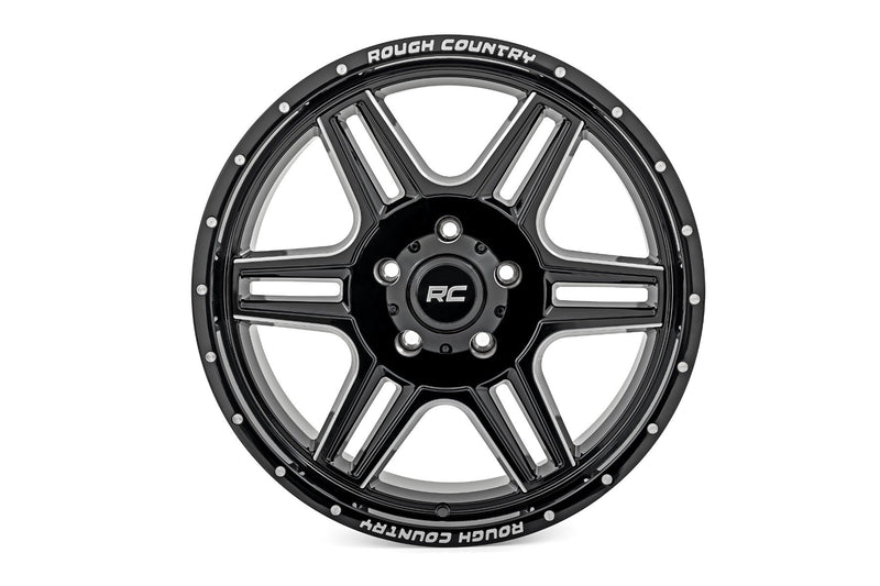 Rough Country 92 Series Wheel | Machined One-Piece | Gloss Black | 18x9 | 5x5 | +0mm
